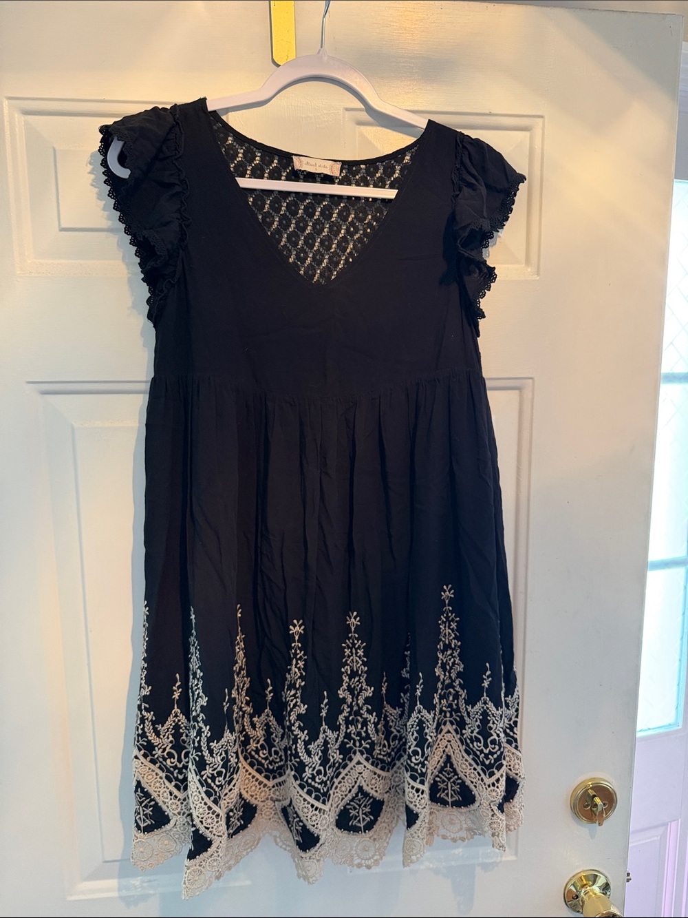 Altar'd State Black Crochet Lace Overlay Top